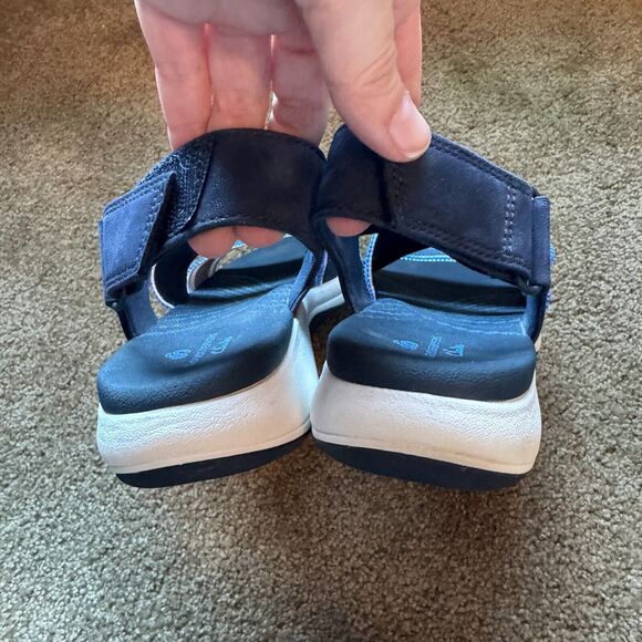 Clarks Cloudsteppers Mira Lily Sandals Womens 8 Navy Combi Striped Strappy Shoes - Picture 9 of 10